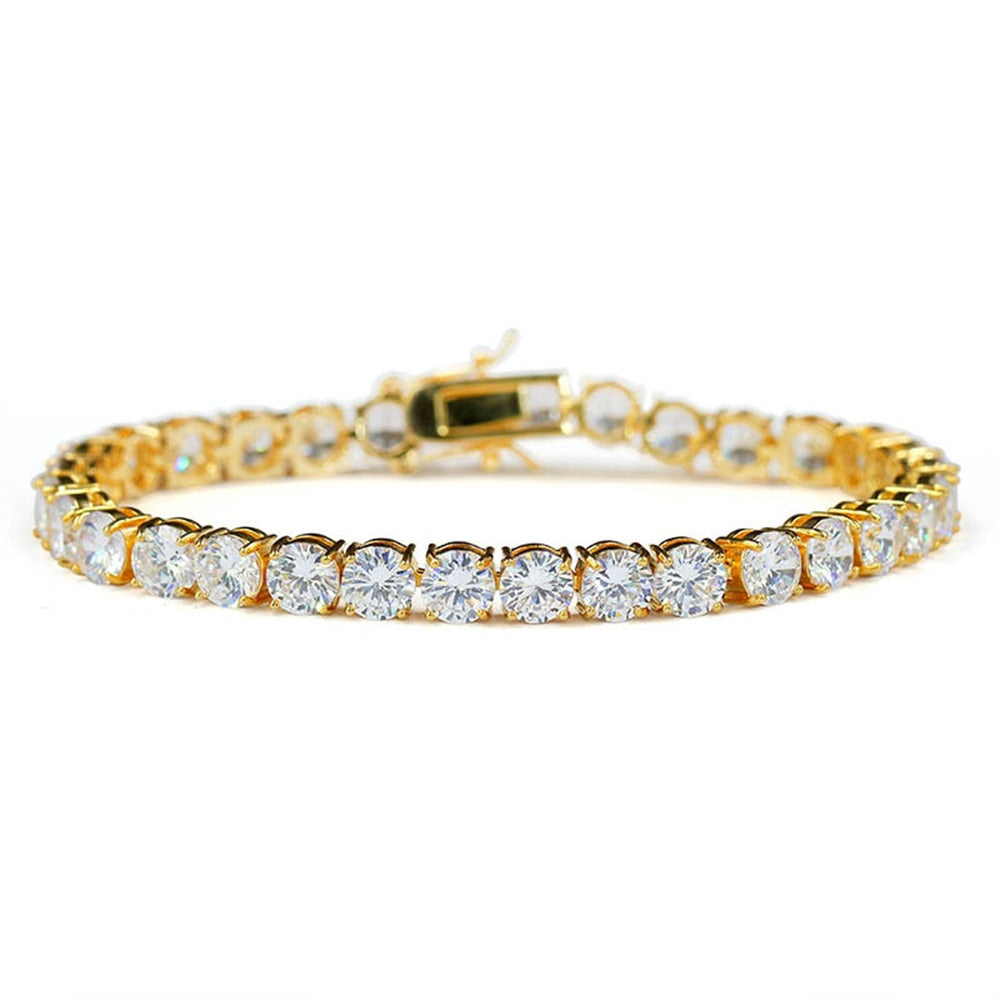 Iced Out CZ Tennis Bracelet — 18K Gold Silver Cubic Zirconia Women's Bracelet