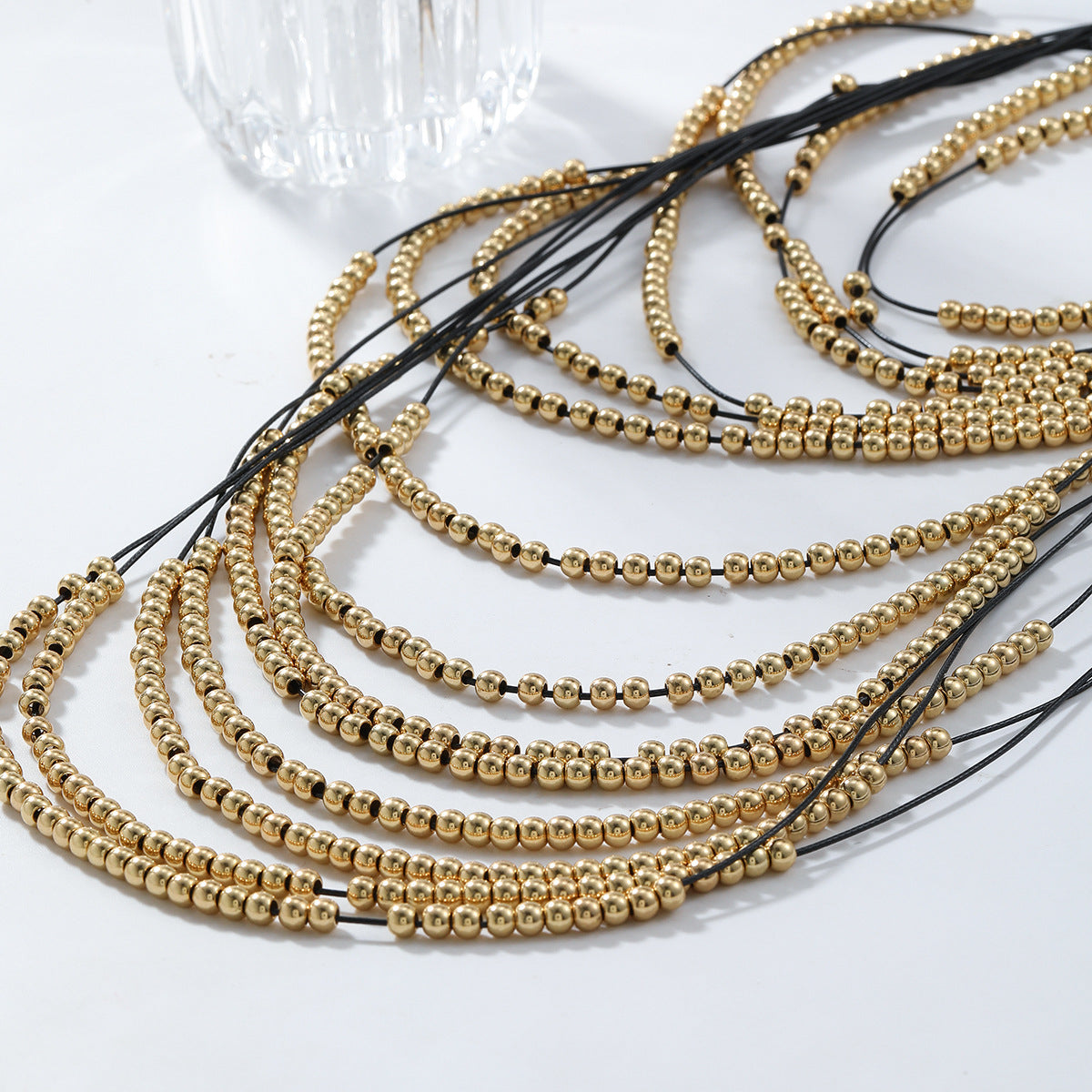 Gold Statement Layered Bead Necklace — Bold Chunky Chain Women's Jewelry