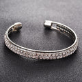Rose Gold Diamond Open Cuff Bracelet — 2-Row CZ Women's Jewelry