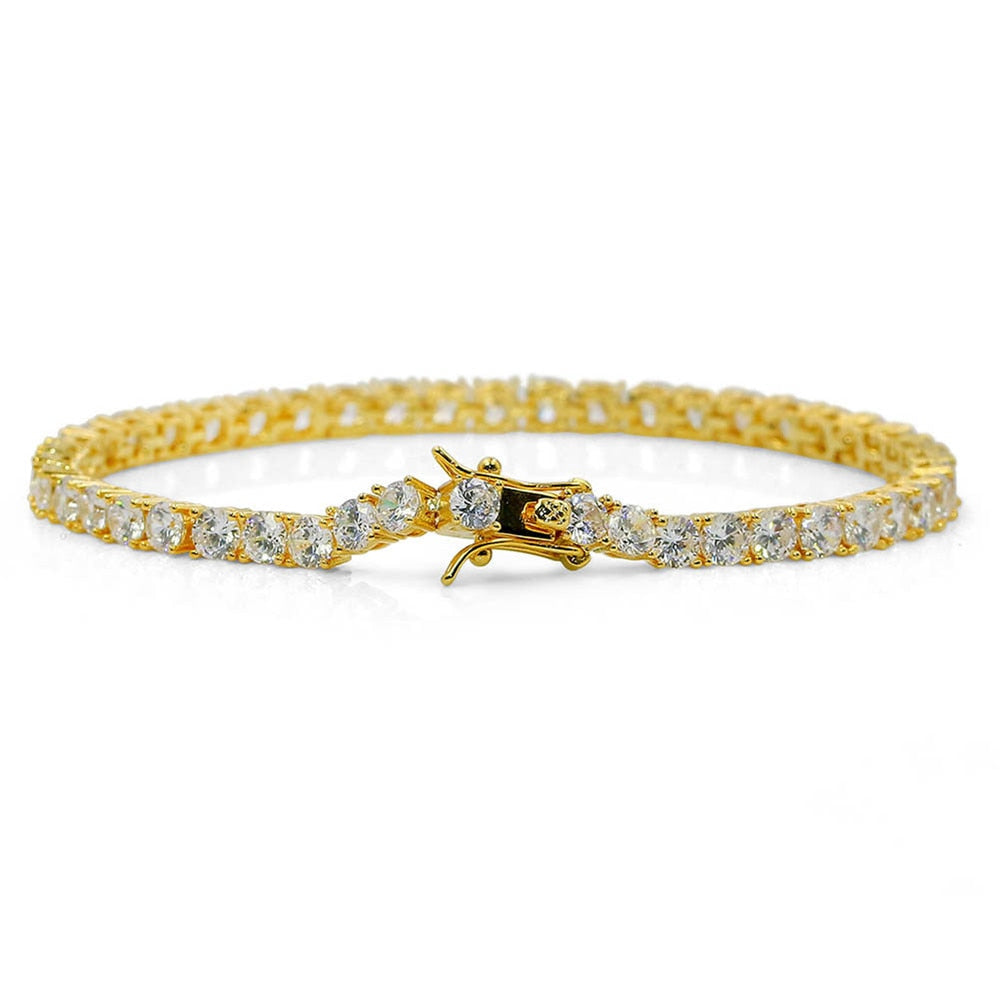 Iced Out CZ Tennis Bracelet — 18K Gold Silver Cubic Zirconia Women's Bracelet