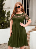Plus Size Ruched Bodycon Mini Dress — Short Sleeve Party Dress 1XL-3XL