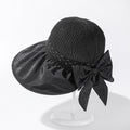 Women's Wide Brim UV Protection Sun Hat — Adjustable Beach Hat with Bow Detail
