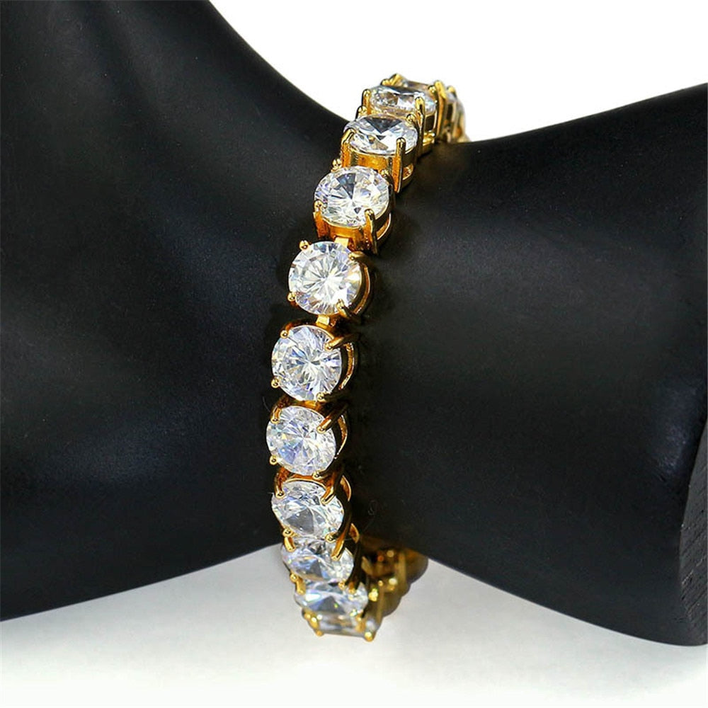 Iced Out CZ Tennis Bracelet — 18K Gold Silver Cubic Zirconia Women's Bracelet