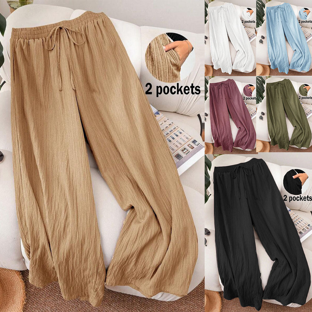 Plus Size High Waist Wide Leg Pants — Boho Flowy Palazzo Pants Women 1X-5X