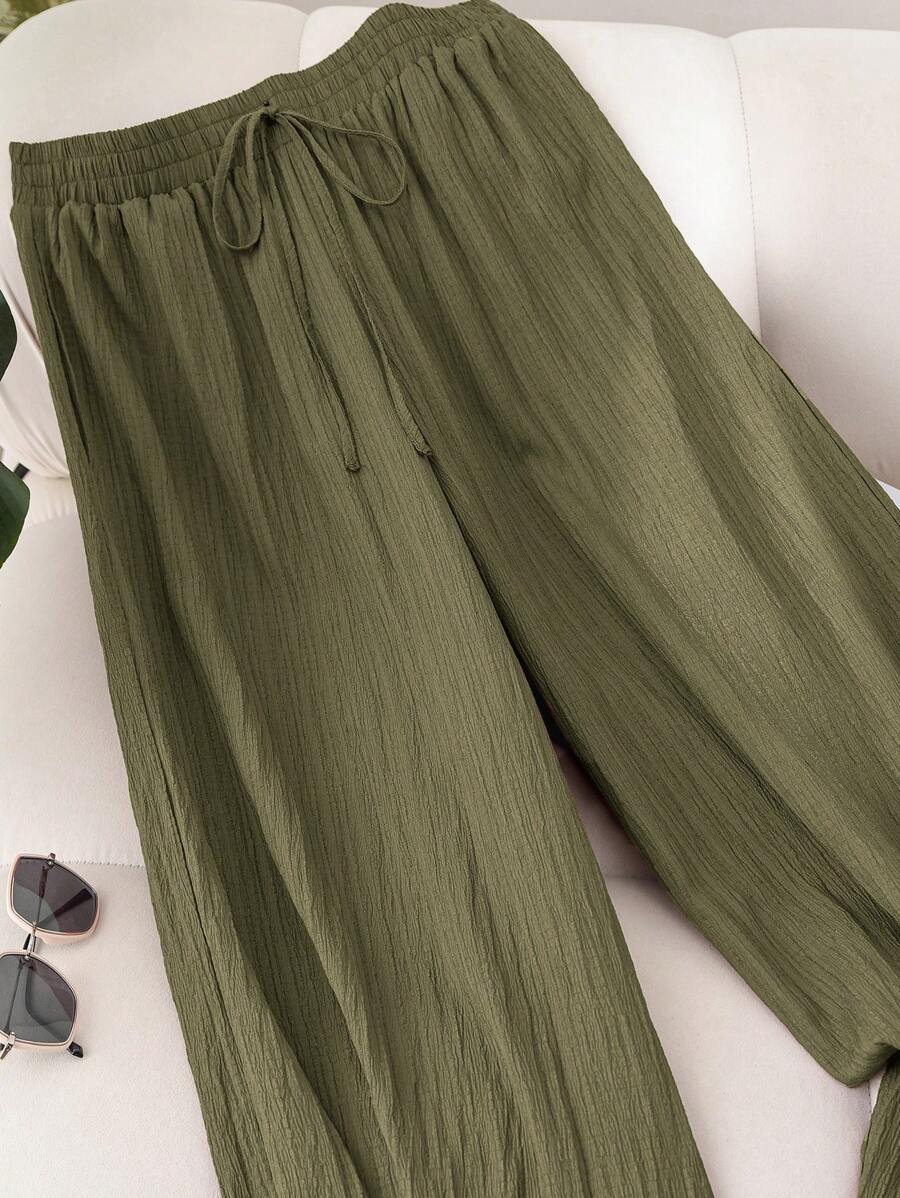 Plus Size High Waist Wide Leg Pants — Boho Flowy Palazzo Pants Women 1X-5X