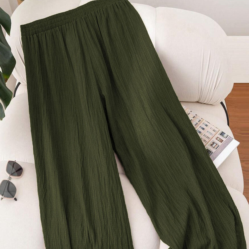 Plus Size High Waist Wide Leg Pants — Boho Flowy Palazzo Pants Women 1X-5X