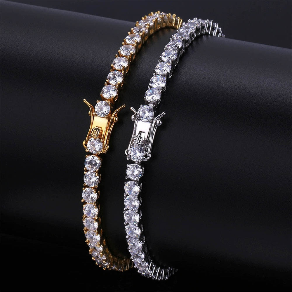 Iced Out CZ Tennis Bracelet — 18K Gold Silver Cubic Zirconia Women's Bracelet