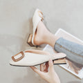 Block Heel Slip-On Mule Pumps — Women's Low Heel Casual Shoes