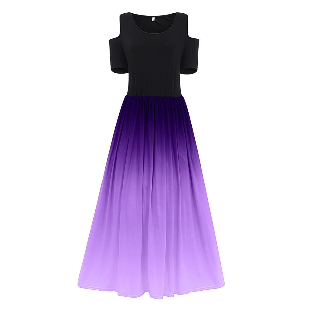 Plus Size Off Shoulder Ombre Maxi Dress — Gradient Bodycon Party Dress L-5XL