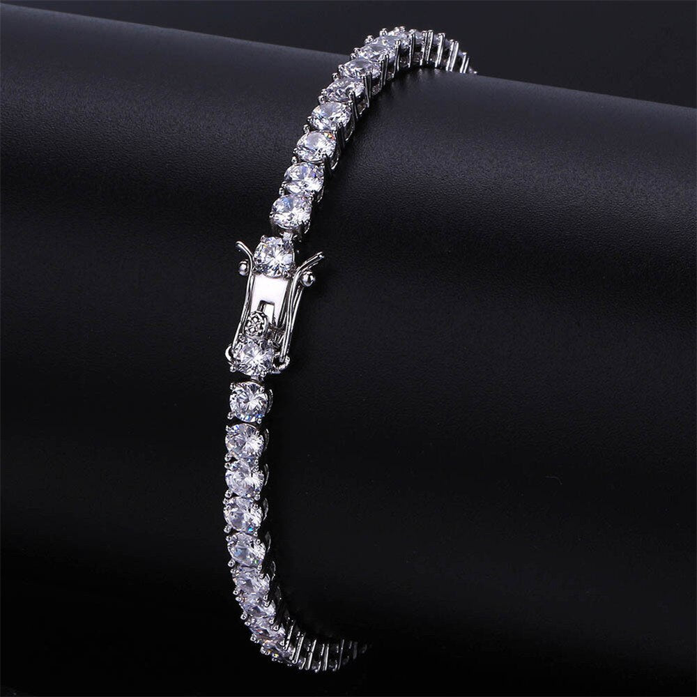 Iced Out CZ Tennis Bracelet — 18K Gold Silver Cubic Zirconia Women's Bracelet