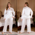 Plus Size Satin Lace Pajama Set — Long Sleeve Luxury Sleepwear 1XL-5XL