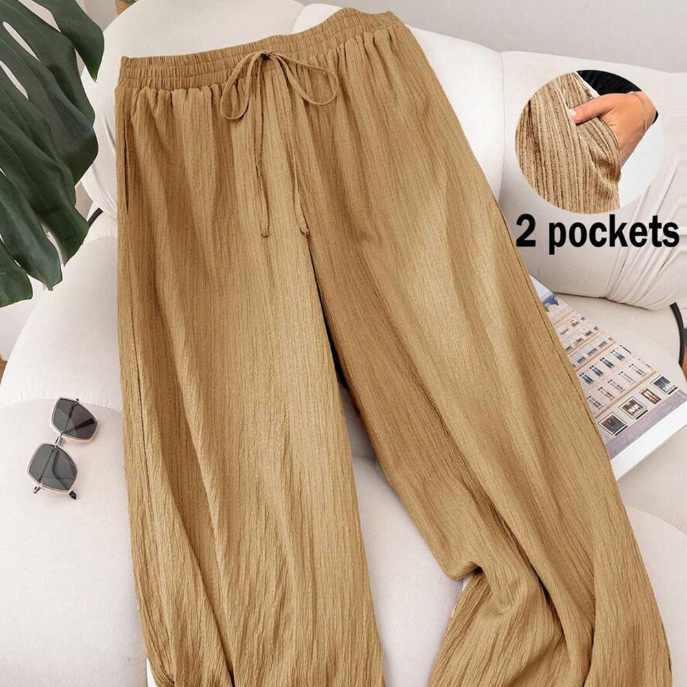 Plus Size High Waist Wide Leg Pants — Boho Flowy Palazzo Pants Women 1X-5X
