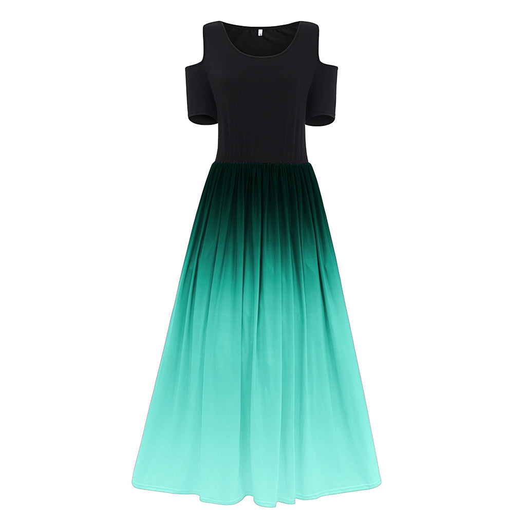 Plus Size Off Shoulder Ombre Maxi Dress — Gradient Bodycon Party Dress L-5XL