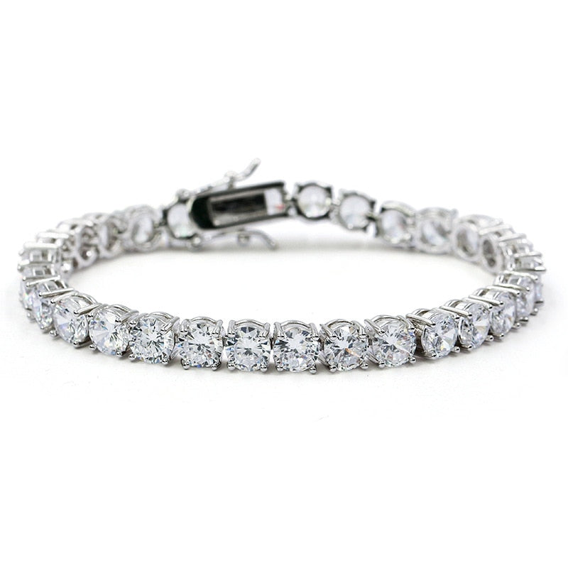 Iced Out CZ Tennis Bracelet — 18K Gold Silver Cubic Zirconia Women's Bracelet