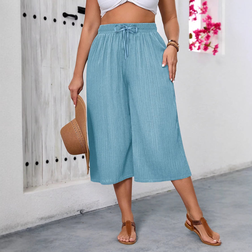 Plus Size Wide Leg Pants Women — Casual High Waist Loose Fit Long Pants 1X-5X