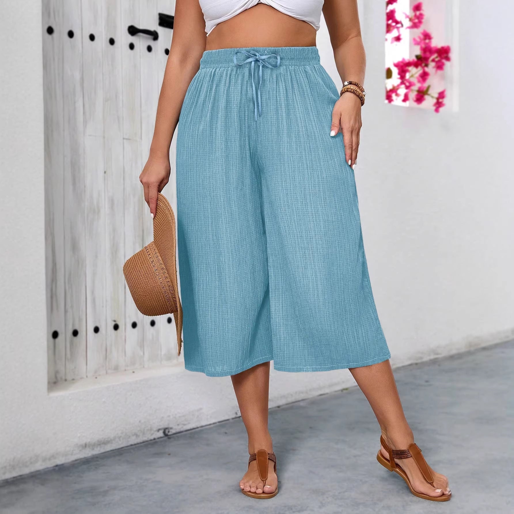 Plus Size Wide Leg Pants Women — Casual High Waist Loose Fit Long Pants 1X-5X