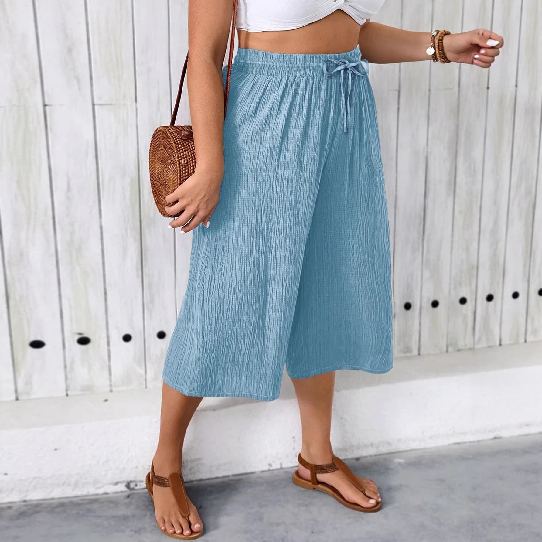 Plus Size Wide Leg Pants Women — Casual High Waist Loose Fit Long Pants 1X-5X