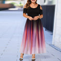 Plus Size Off Shoulder Ombre Maxi Dress — Gradient Bodycon Party Dress L-5XL