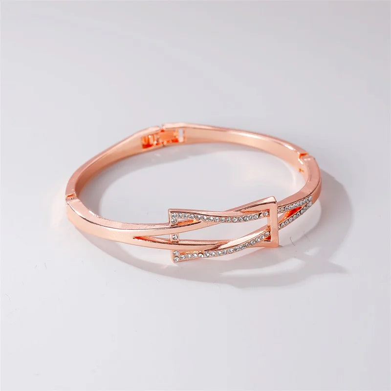 Crystal Rhinestone Knot Bangle — Rose Gold & Silver Statement Cuff Bracelet for Women | Undeniably Hers