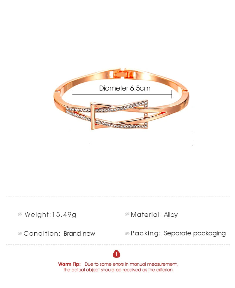 Crystal Rhinestone Knot Bangle — Rose Gold & Silver Statement Cuff Bracelet for Women | Undeniably Hers