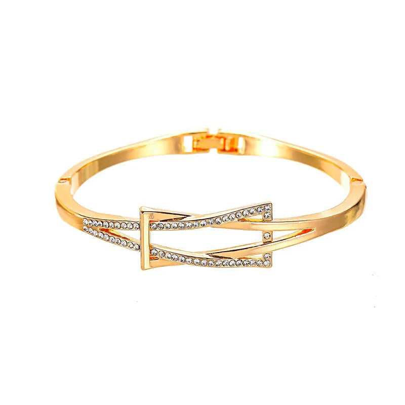 Crystal Knot Bangle Bracelet — Rhinestone Statement Cuff for Women in Gold, Silver & Rose Gold