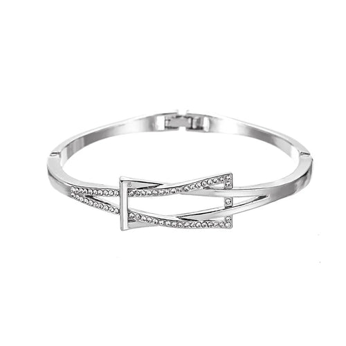 Crystal Knot Bangle Bracelet — Rhinestone Statement Cuff for Women in Gold, Silver & Rose Gold
