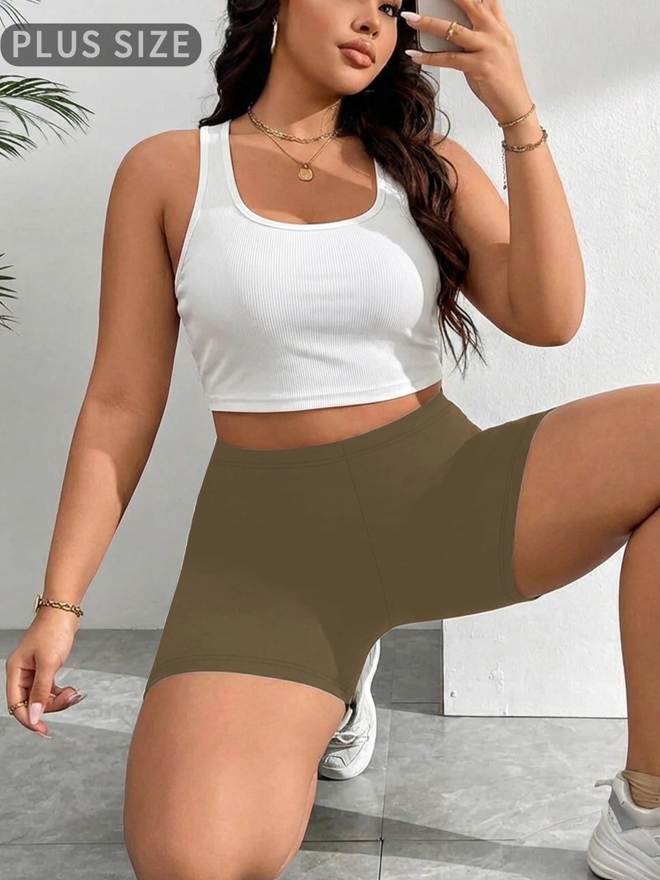 Plus Size High Waist Biker Shorts — Squat Proof Yoga Sports Shorts 1XL-4XL