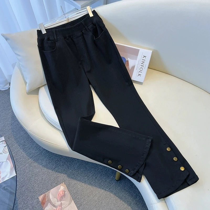 Plus Size Wide Leg Elastic Waist Jeans — Stretch Denim Up to 7XL Women