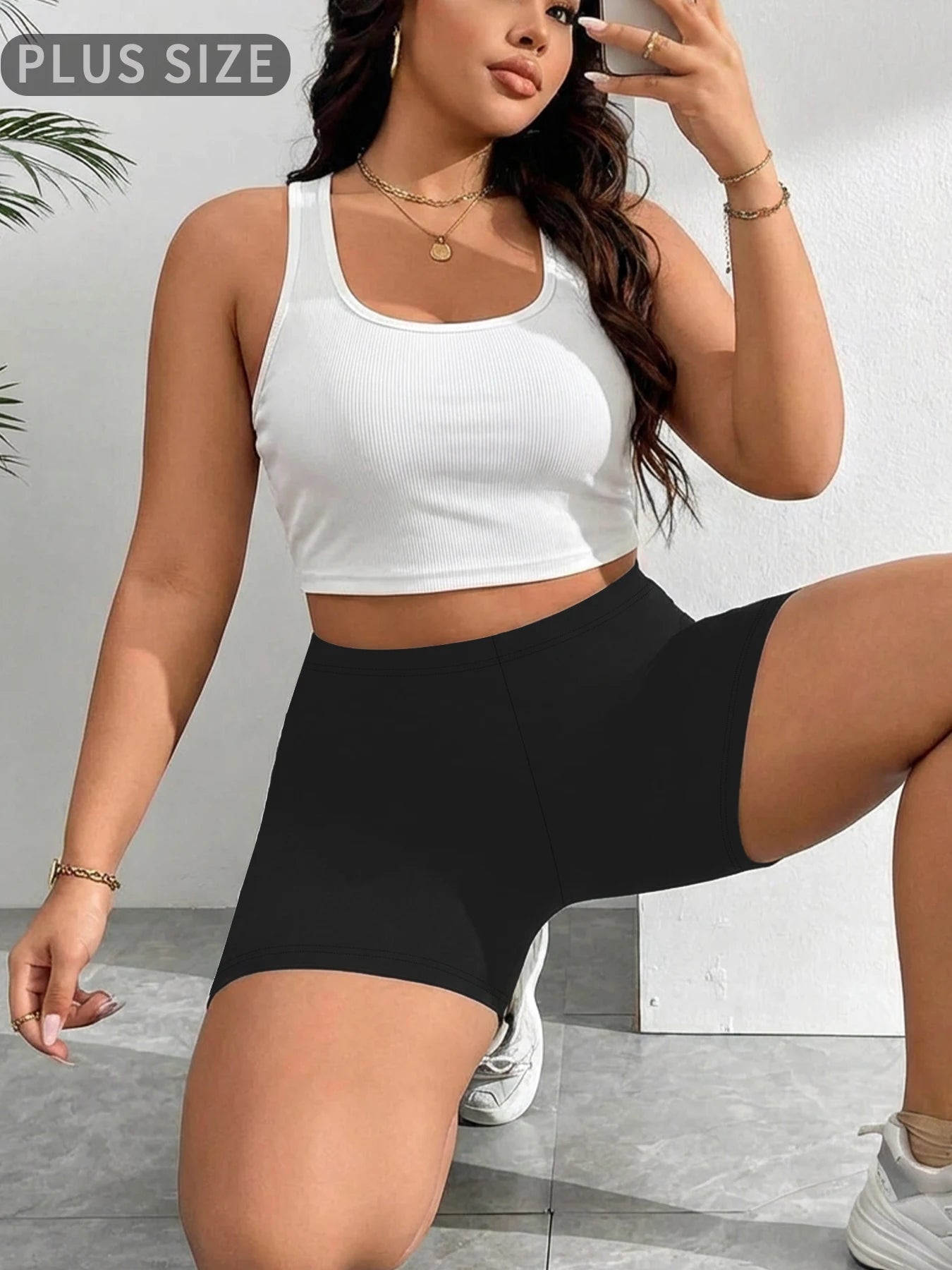 Plus Size High Waist Biker Shorts — Squat Proof Yoga Sports Shorts 1XL-4XL