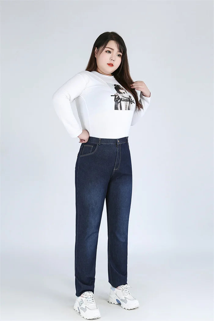 Plus Size Slim Fit High Waist Jeans — Extended Sizes Up to 9XL Women's Denim