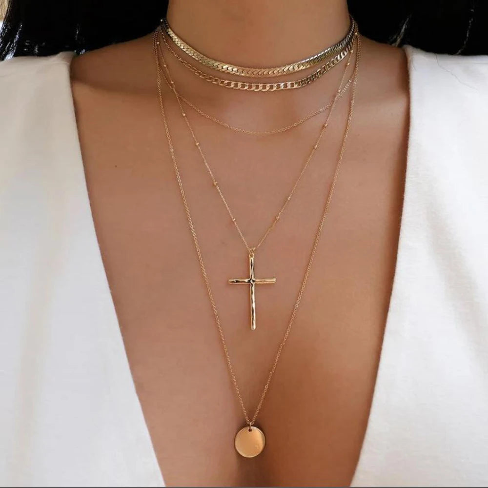 5-Piece Layered Bead Chain Necklace Set — Gold & Silver Stackable Necklaces for Women