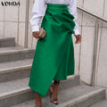 Plus size satin pleated maxi skirt, US sizes 12-22