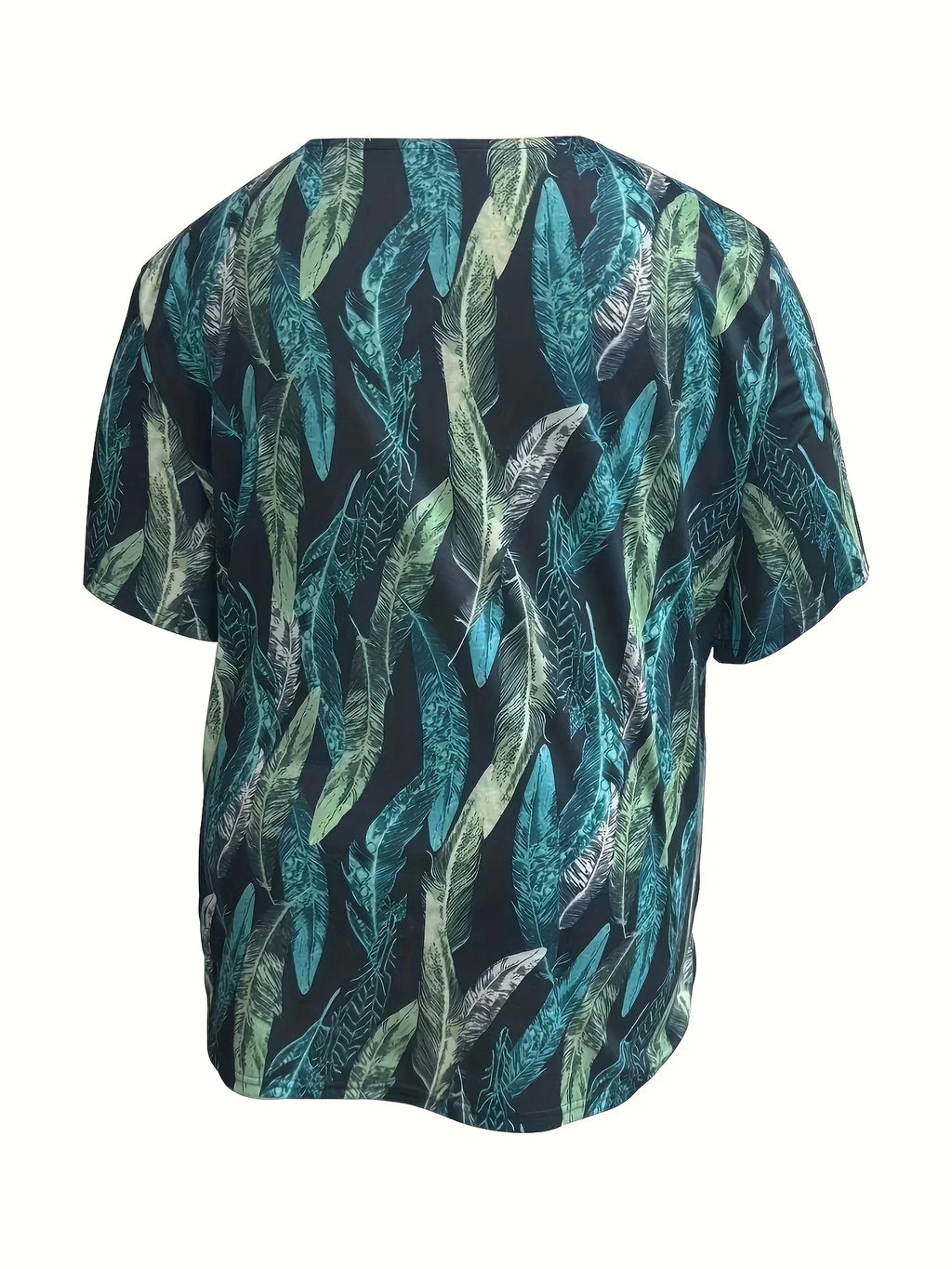 Plus Size Leaf Print Blouse — Vintage Half Sleeve Loose Top Women 1XL-5XL