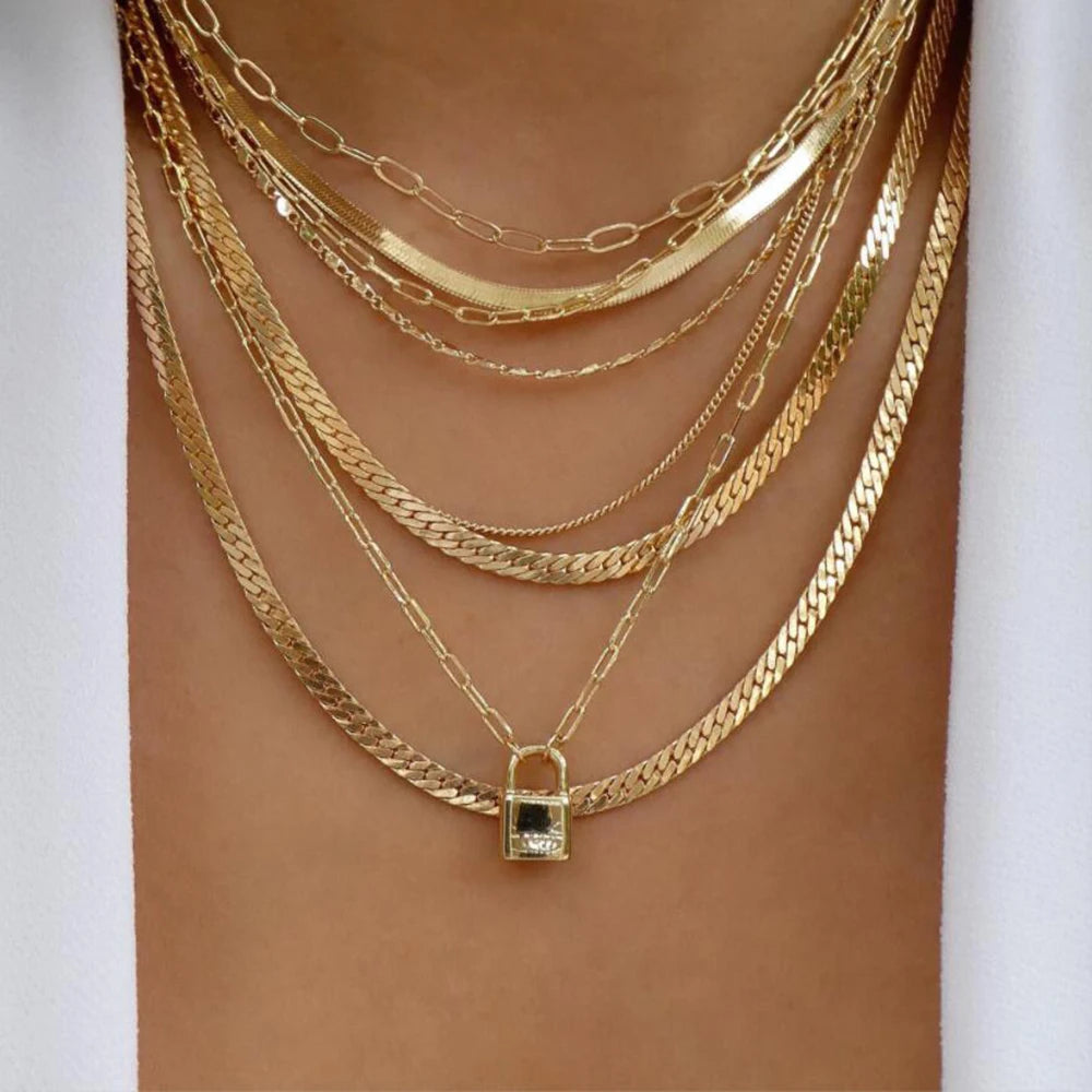 5-Piece Layered Bead Chain Necklace Set — Gold & Silver Stackable Necklaces for Women