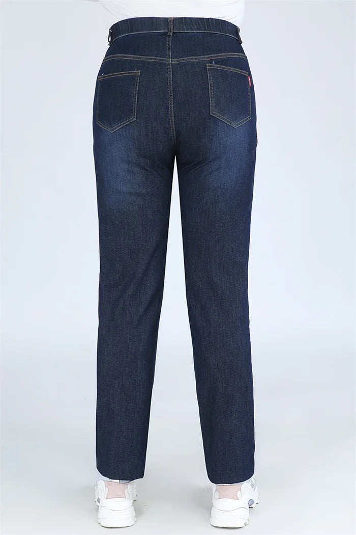 Plus Size Slim Fit High Waist Jeans — Extended Sizes Up to 9XL Women's Denim