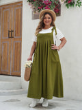 Plus Size Tie Shoulder Overall Maxi Dress — lifestyle photo