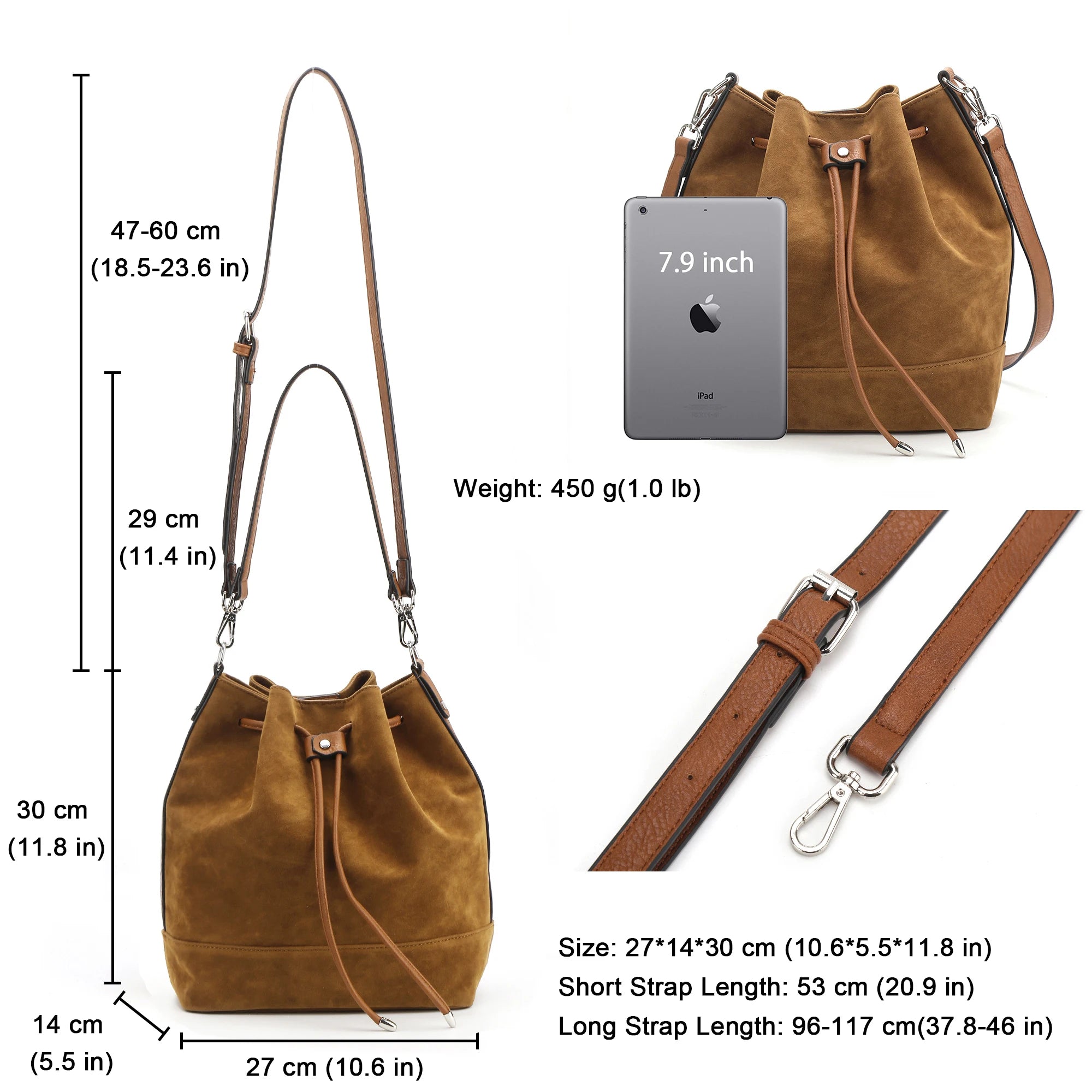 Leather Drawstring Bucket Bag — Hobo Tote & Crossbody Purse with Shoulder Straps | Undeniably Hers