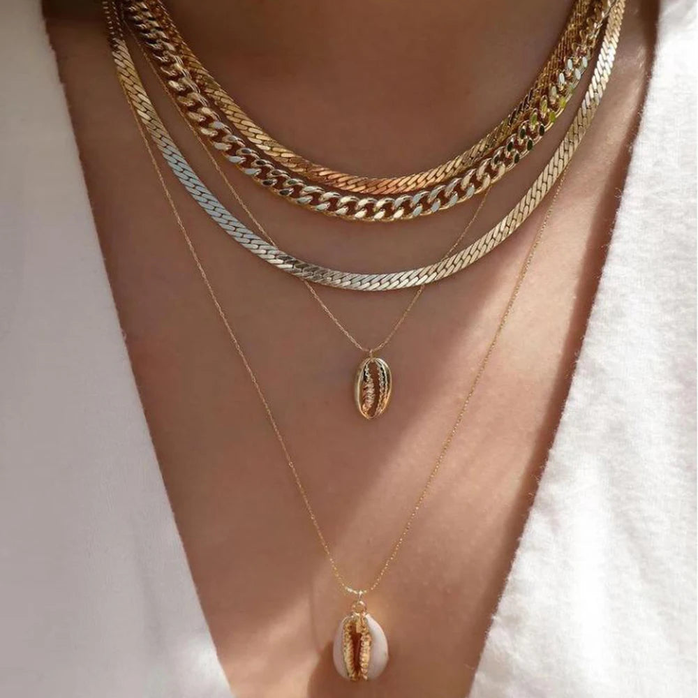 5-Piece Layered Bead Chain Necklace Set — Gold & Silver Stackable Necklaces for Women