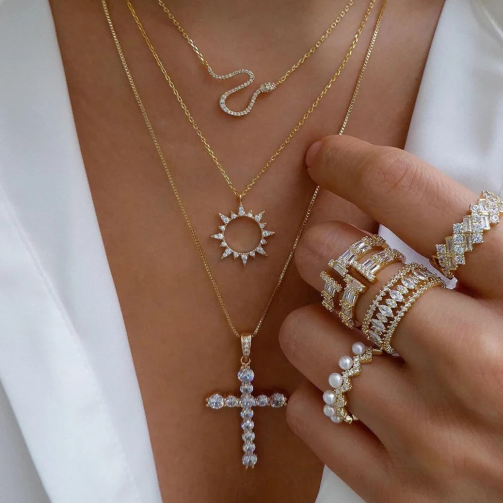 5-Piece Layered Bead Chain Necklace Set — Gold & Silver Stackable Necklaces for Women