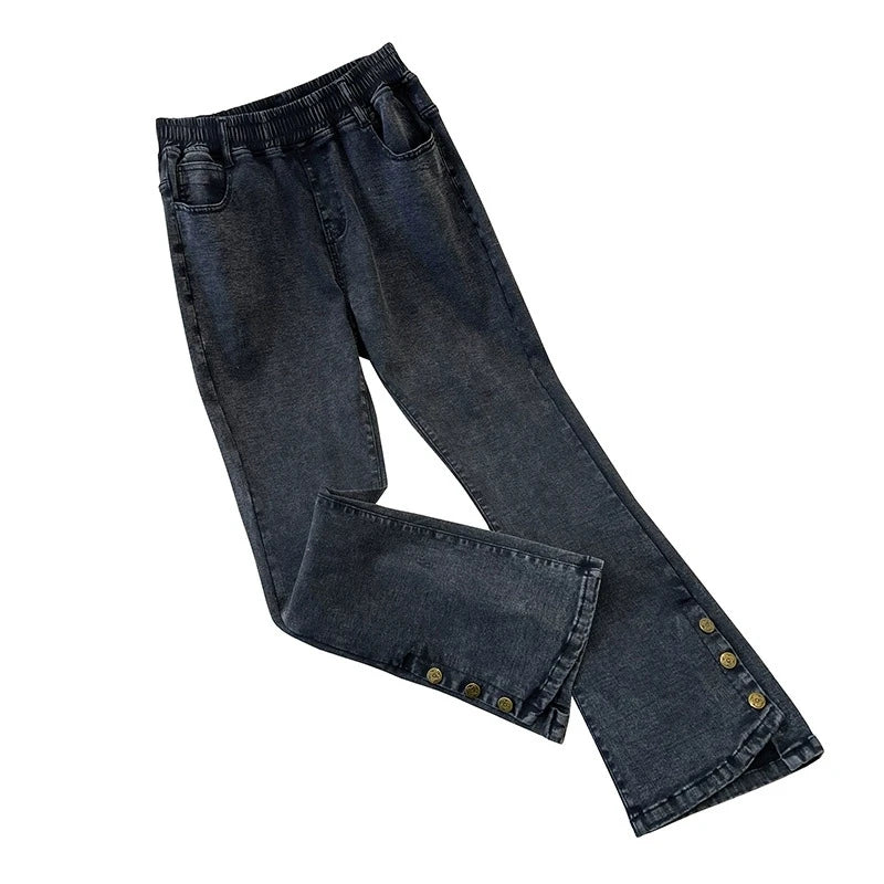 Plus Size Wide Leg Elastic Waist Jeans — Stretch Denim Up to 7XL Women