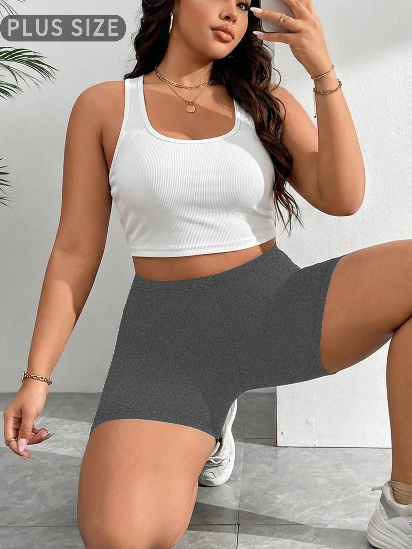 Plus Size High Waist Biker Shorts — Squat Proof Yoga Sports Shorts 1XL-4XL