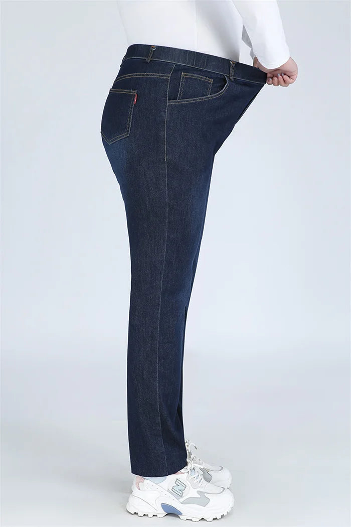 Plus Size Slim Fit High Waist Jeans — Extended Sizes Up to 9XL Women's Denim
