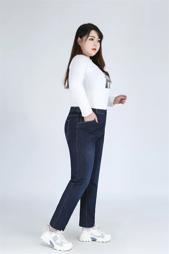 Plus Size Slim Fit High Waist Jeans — Extended Sizes Up to 9XL Women's Denim