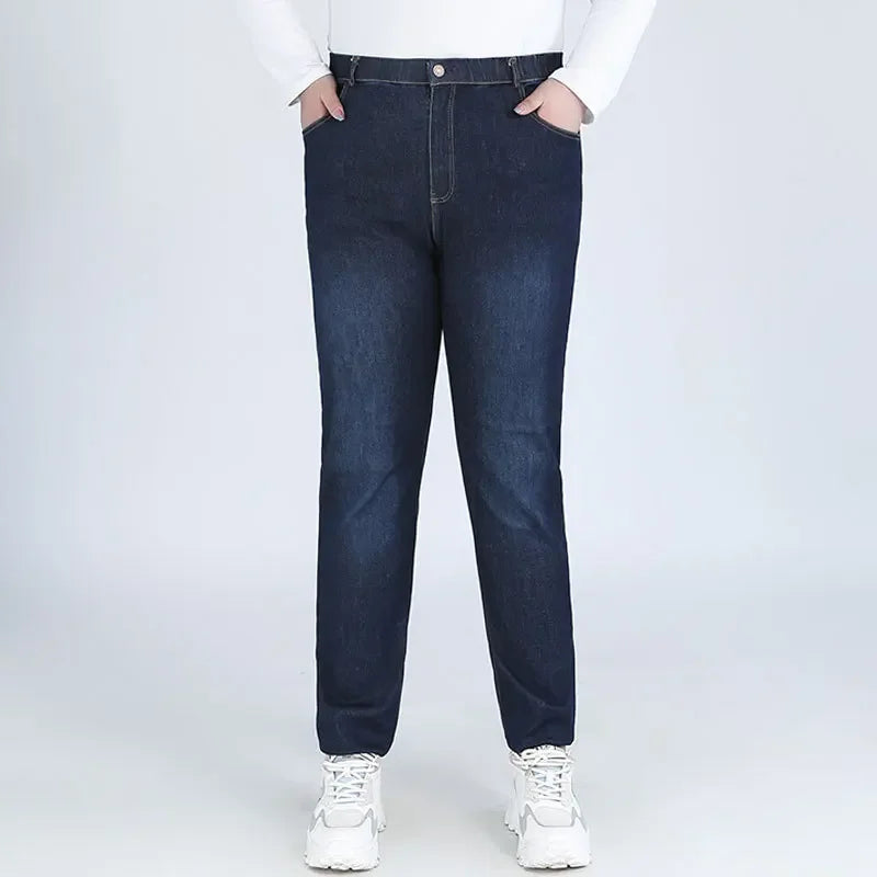 Plus Size Slim Fit High Waist Jeans — Extended Sizes Up to 9XL Women's Denim