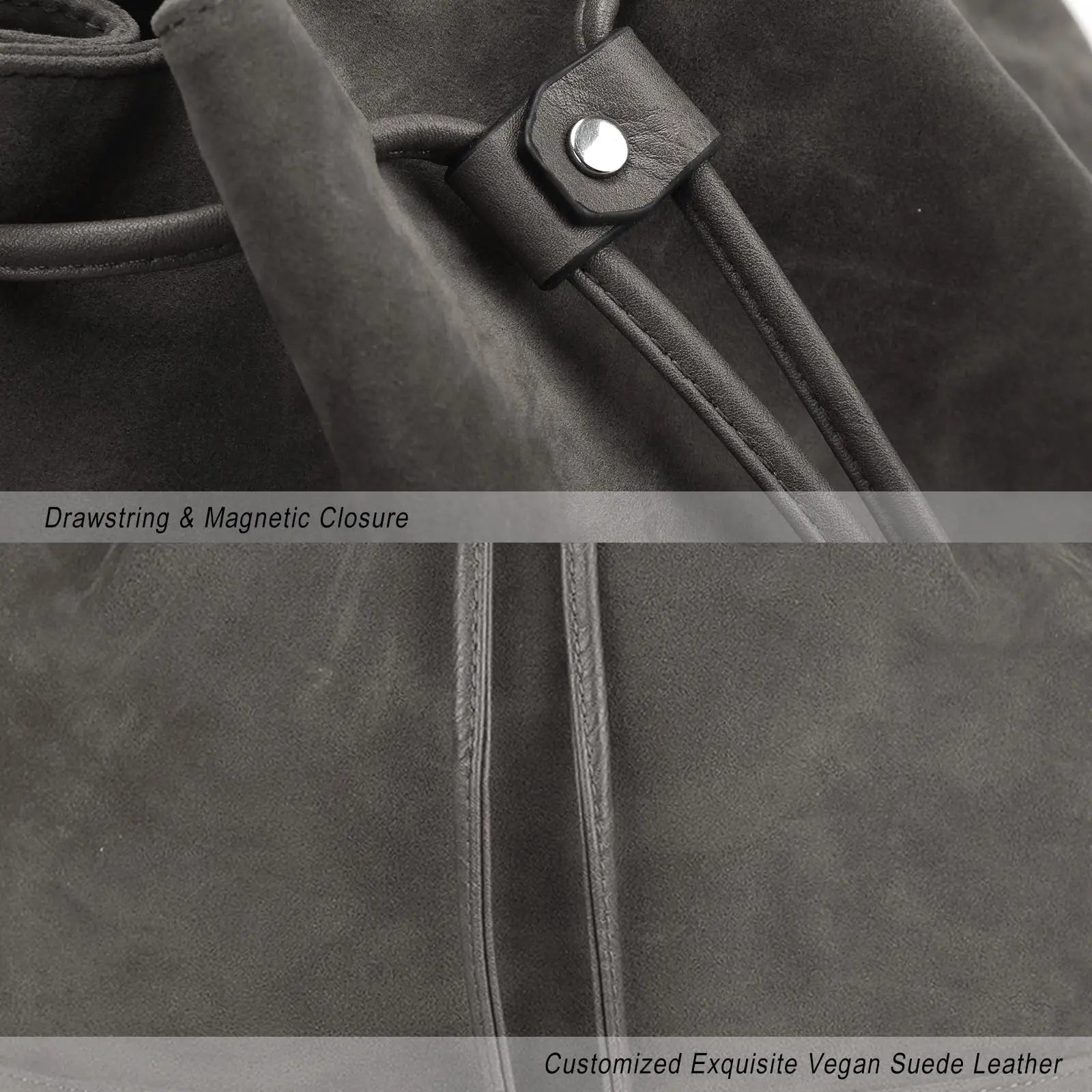 Leather Drawstring Bucket Bag — Hobo Tote & Crossbody Purse with Shoulder Straps | Undeniably Hers