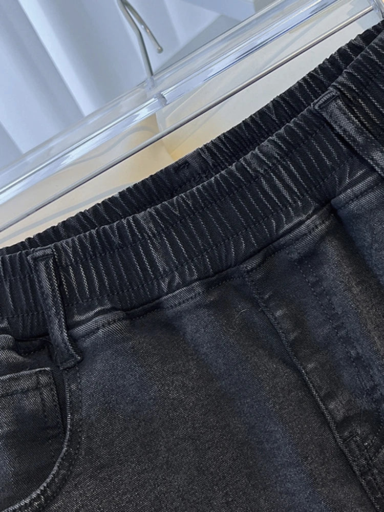 Plus Size Wide Leg Elastic Waist Jeans — Stretch Denim Up to 7XL Women
