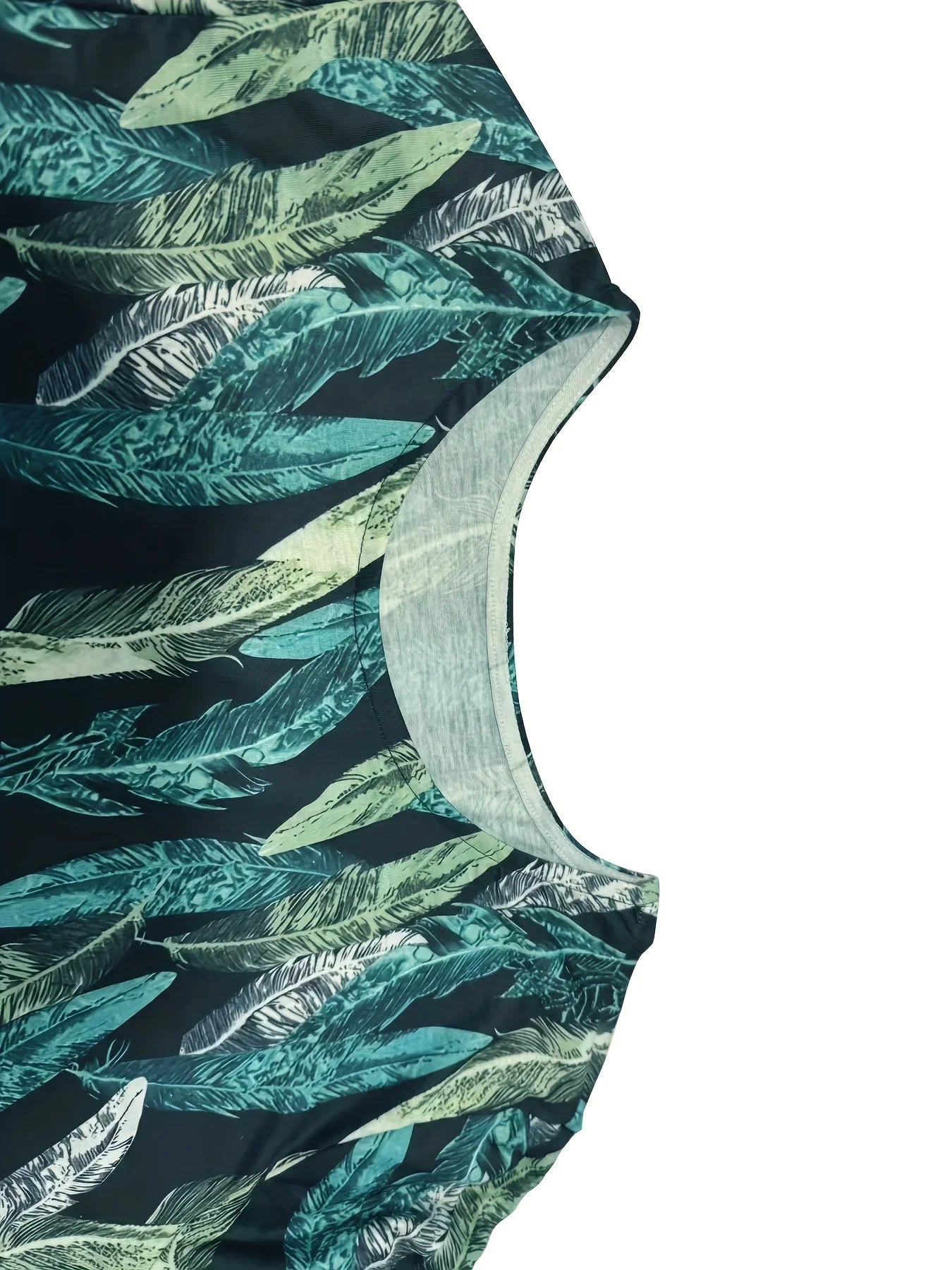 Plus Size Leaf Print Blouse — Vintage Half Sleeve Loose Top Women 1XL-5XL