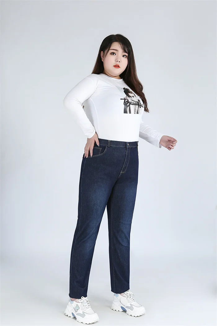 Plus Size Slim Fit High Waist Jeans — Extended Sizes Up to 9XL Women's Denim