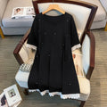 Plus size lace beaded t-shirt dress, extended sizes US 20-28