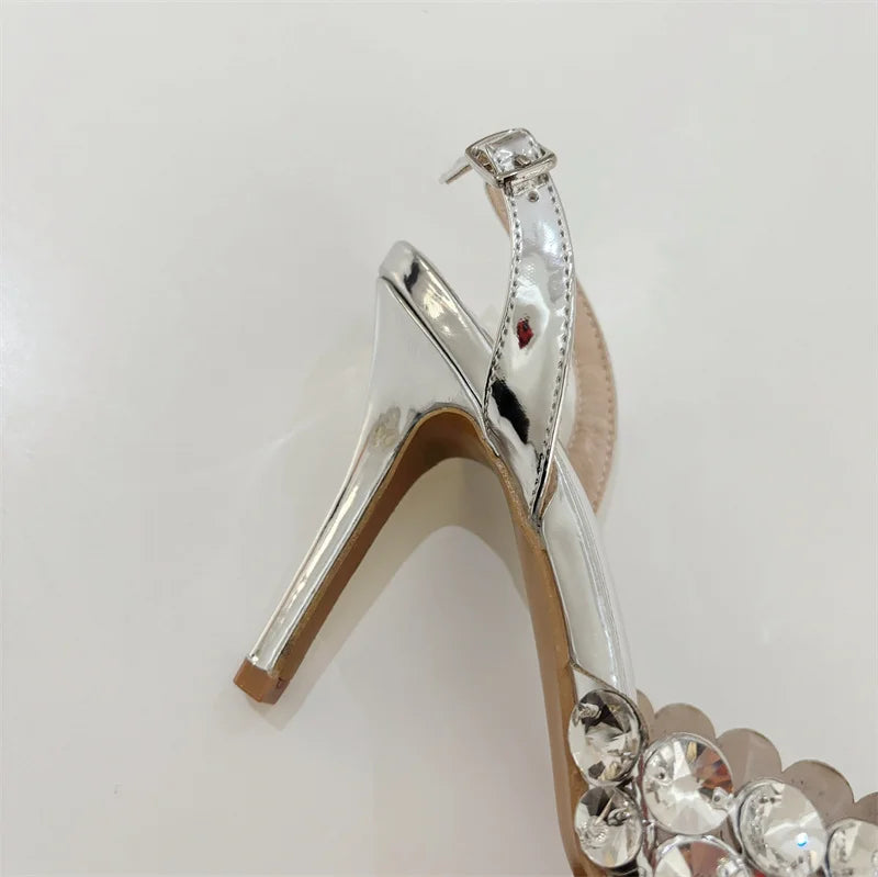 Crystal Diamond Stiletto Heels — Pointed Toe Slingback Sandal Pumps for Wedding & Prom | Undeniably Hers
